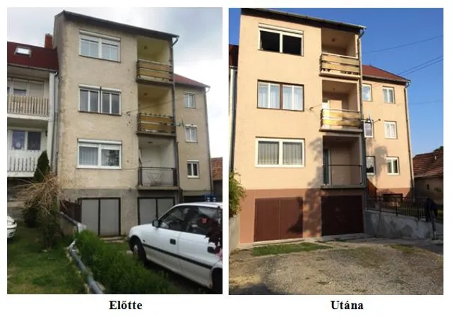 Társasház homlokzati hőszigetelő bevonattal